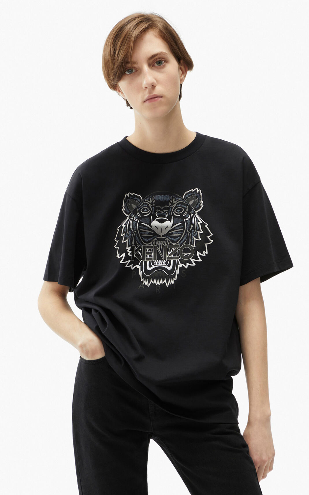 Kenzo Oversize Tiger Póló Női Fekete | ID.781678